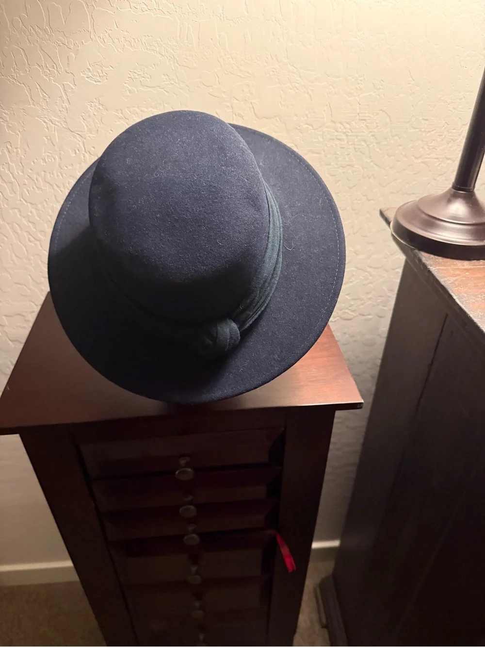 Wide Brim Fedora Hat in dark blue